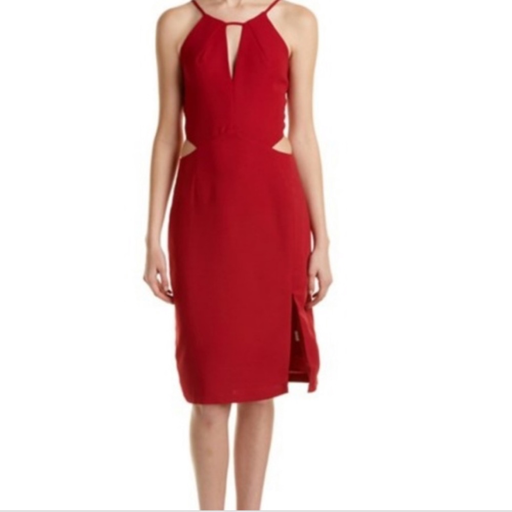 Deep Red Cut-out Midi Dress